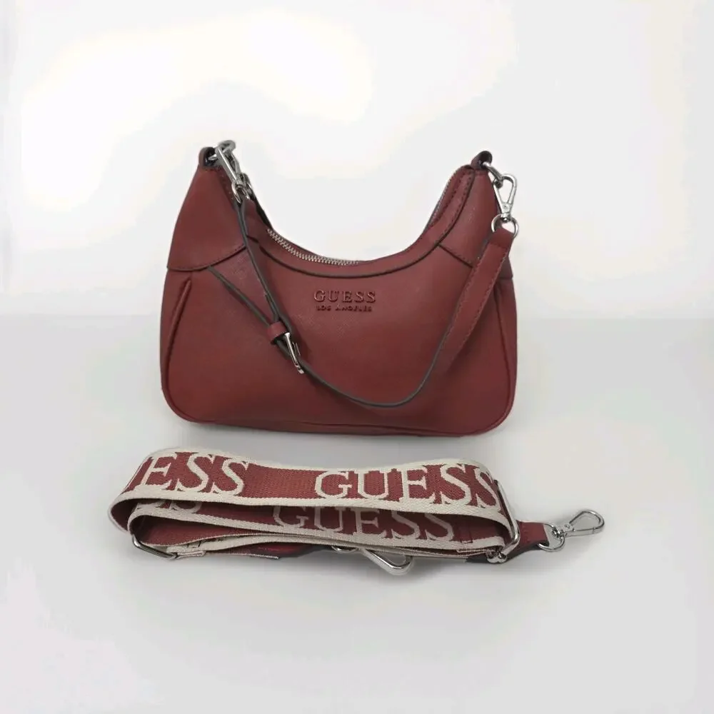 Guess Purse Handbag Crossbody Women Bag Satchel Berkton Mini SF943669 Brown Rust
